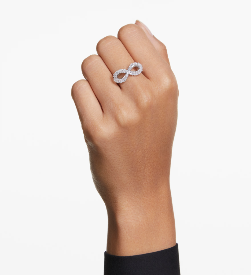  Nhẫn cocktail Hyperbola Infinity trắng rhodium - Hyperbola cocktail ring Infinity, White, Rhodium plated 