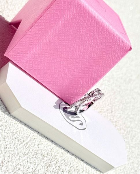  Nhẫn Hyperbola mixed cuts tone trắng - Hyperbola ring Mixed cuts, White, Rhodium plated 