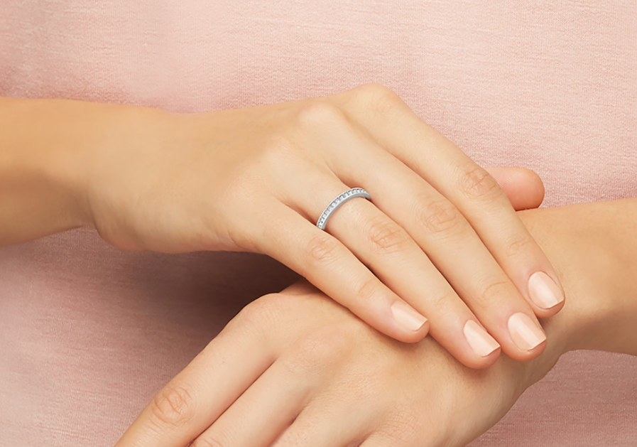  Nhẫn Matrix tone trắng cổ điển - Matrix ring White, Rhodium plated 