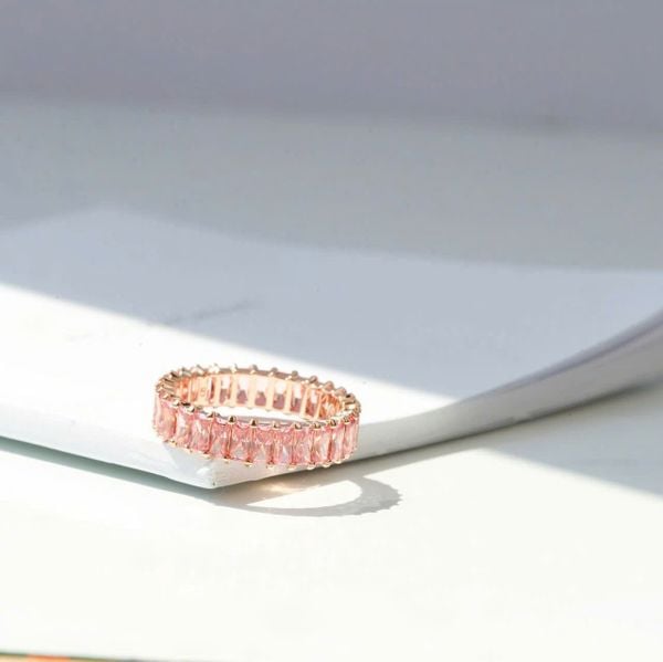  Nhẫn Matrix baguette cut tone hồng ngọt ngào - Matrix ring Baguette cut, Pink, Rose gold-tone plated 