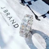  Nhẫn Matrix Vittore giác cắt hình chữ nhật tone trắng - Matrix Vittore ring Baguette cut, White, Rhodium plated 