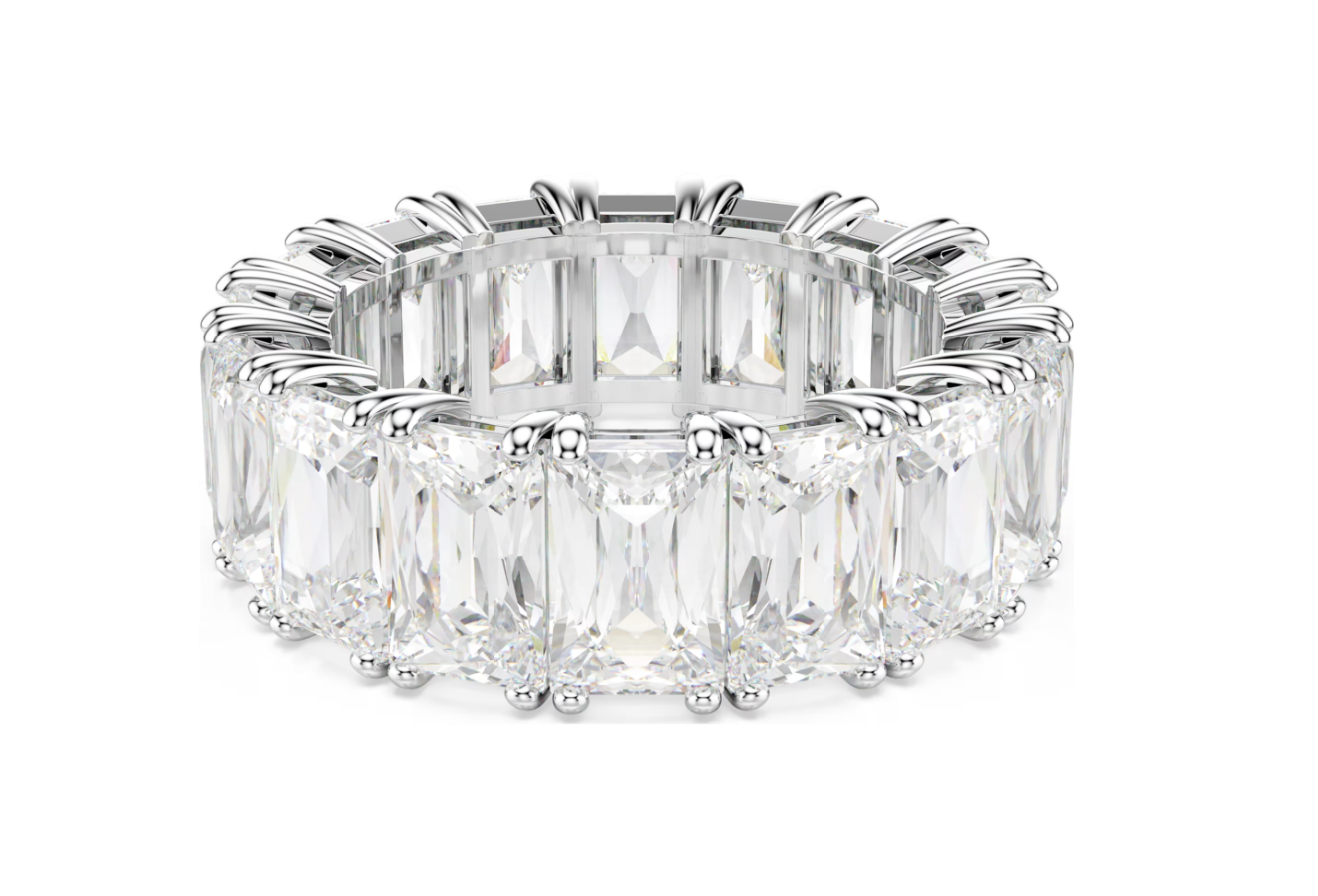  Nhẫn Matrix Vittore giác cắt hình chữ nhật tone trắng - Matrix Vittore ring Baguette cut, White, Rhodium plated 