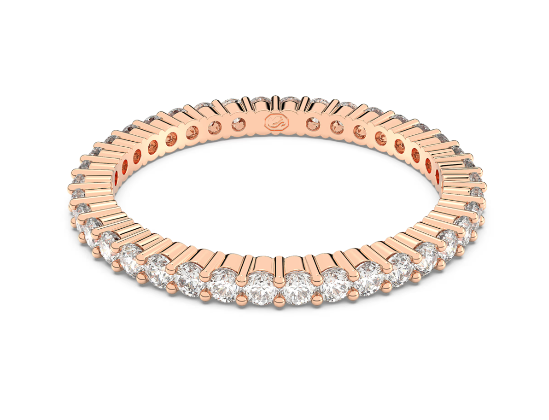  Nhẫn Matrix Vittore giác cắt tròn mạ vàng hồng - Matrix Vittore ring Round cut, White, Rose gold-tone plated 