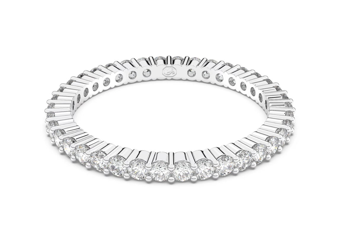  Nhẫn Matrix Vittore giác cắt tròn tone trắng - Matrix Vittore ring Round cut, White, Silver-tone finish 