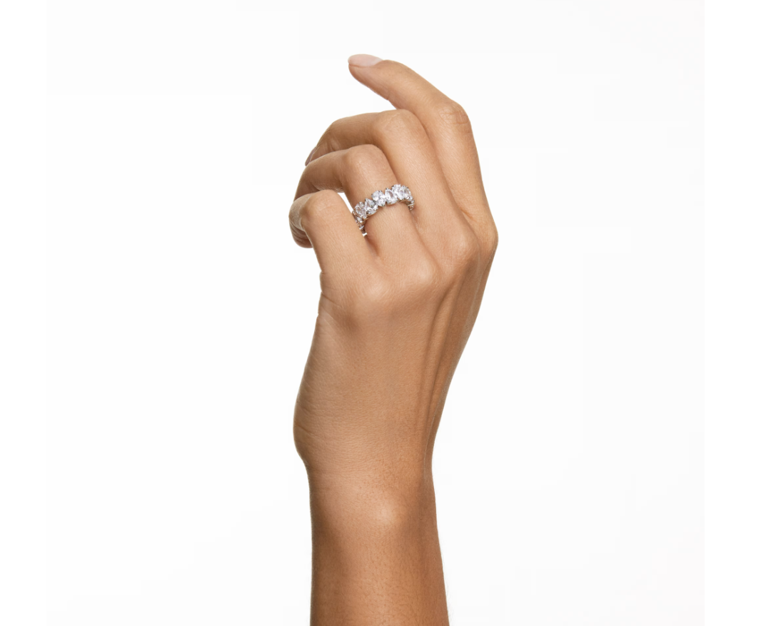  Nhẫn Matrix Vittore giác cắt quả lê tone trắng bạc - Matrix Vittore ring Pear cut, White, Silver-tone finish 