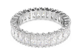  Nhẫn Matrix baguette cut tone trắng sang trọng - Matrix ring Baguette cut, White, Silver-tone finish 