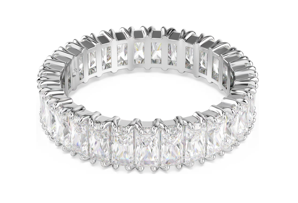  Nhẫn Matrix baguette cut tone trắng sang trọng - Matrix ring Baguette cut, White, Silver-tone finish 