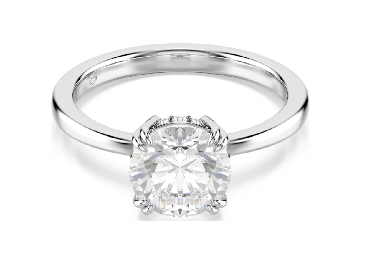  Nhẫn cocktail Stilla giác cắt tròn tone trắng - Stilla cocktail ring Round cut, White, Silver-tone finish 