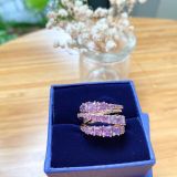  Nhẫn Twist thiết kế xoắn màu tím tone vàng hồng - Twist Wrap Ring, Purple, Rose-gold Tone Plated 