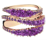  Nhẫn Twist thiết kế xoắn màu tím tone vàng hồng - Twist Wrap Ring, Purple, Rose-gold Tone Plated 