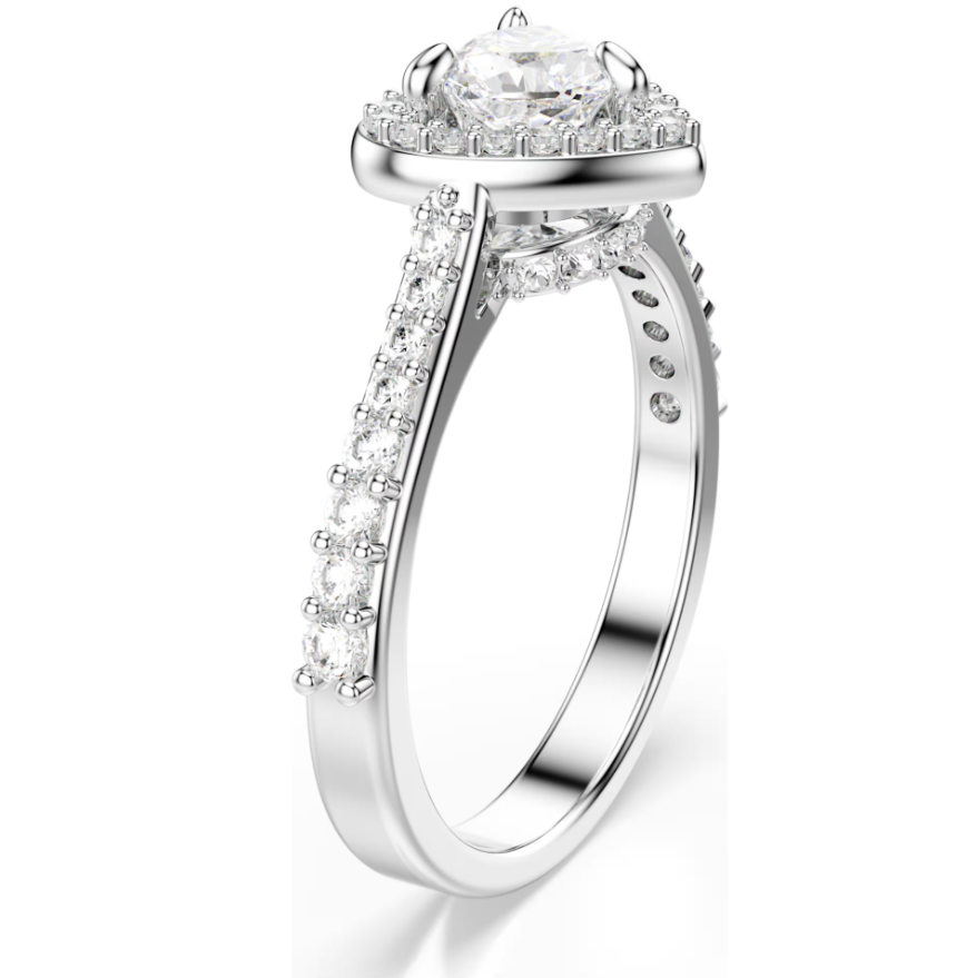 Nhẫn Una Angelic trái tim mixed cuts tone trắng - Una Angelic motif ring Mixed cuts, Heart, White, Rhodium plated 