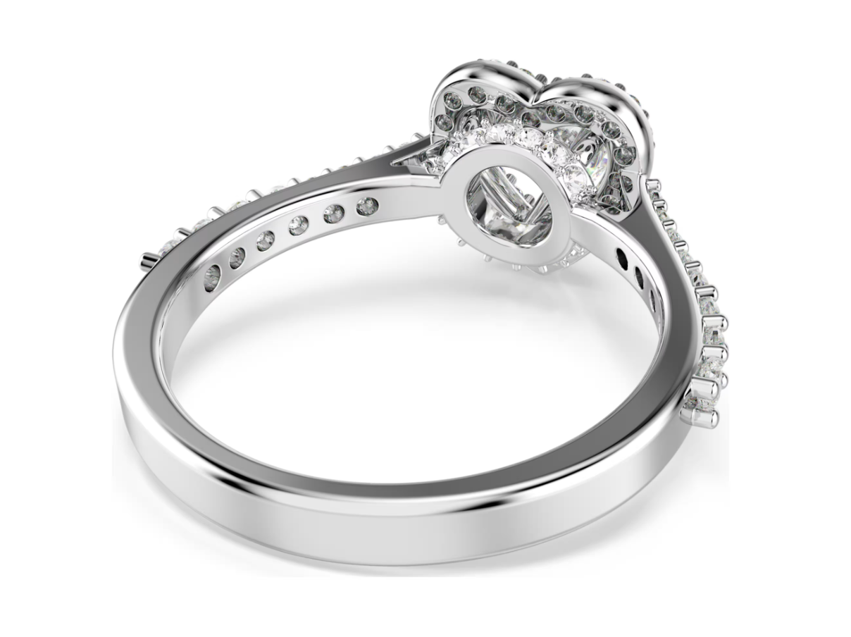  Nhẫn Una Angelic trái tim mixed cuts tone trắng - Una Angelic motif ring Mixed cuts, Heart, White, Rhodium plated 