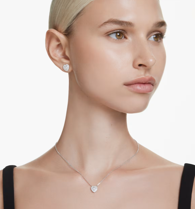  Ariana Grande x Swarovski set Mixed cuts, Heart, White, Rhodium plated 
