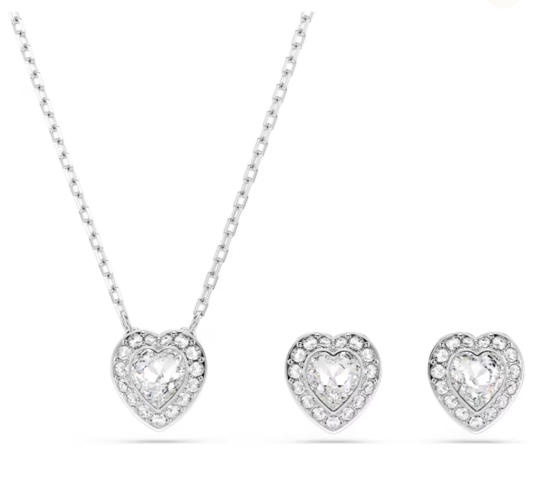  Ariana Grande x Swarovski set Mixed cuts, Heart, White, Rhodium plated 