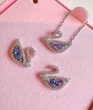  Set dây chuyền khuyên tai thiên nga dazzling xanh - Set Swarovski dazzling swan blue 