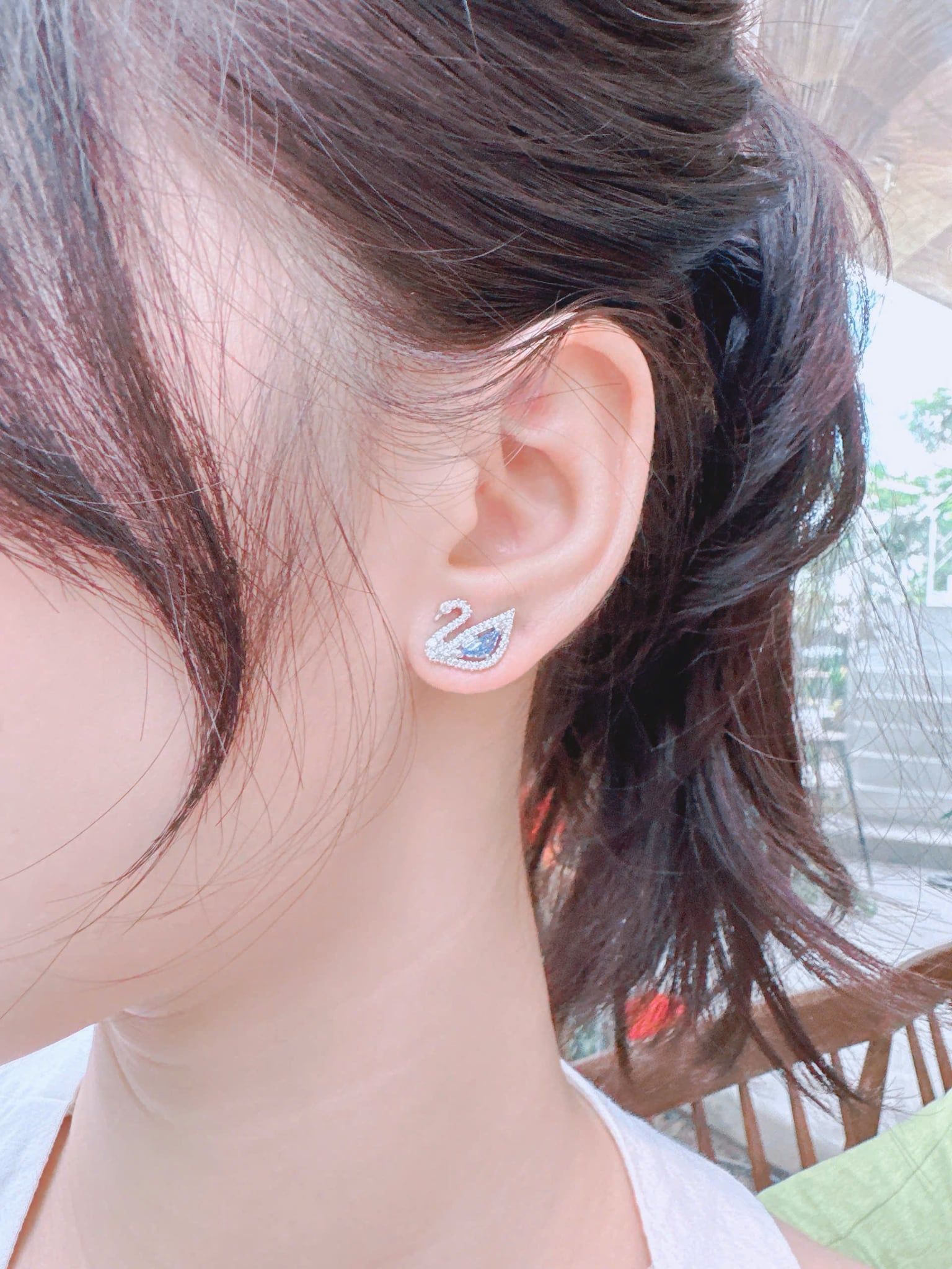  Set dây chuyền khuyên tai thiên nga dazzling xanh - Set Swarovski dazzling swan blue 