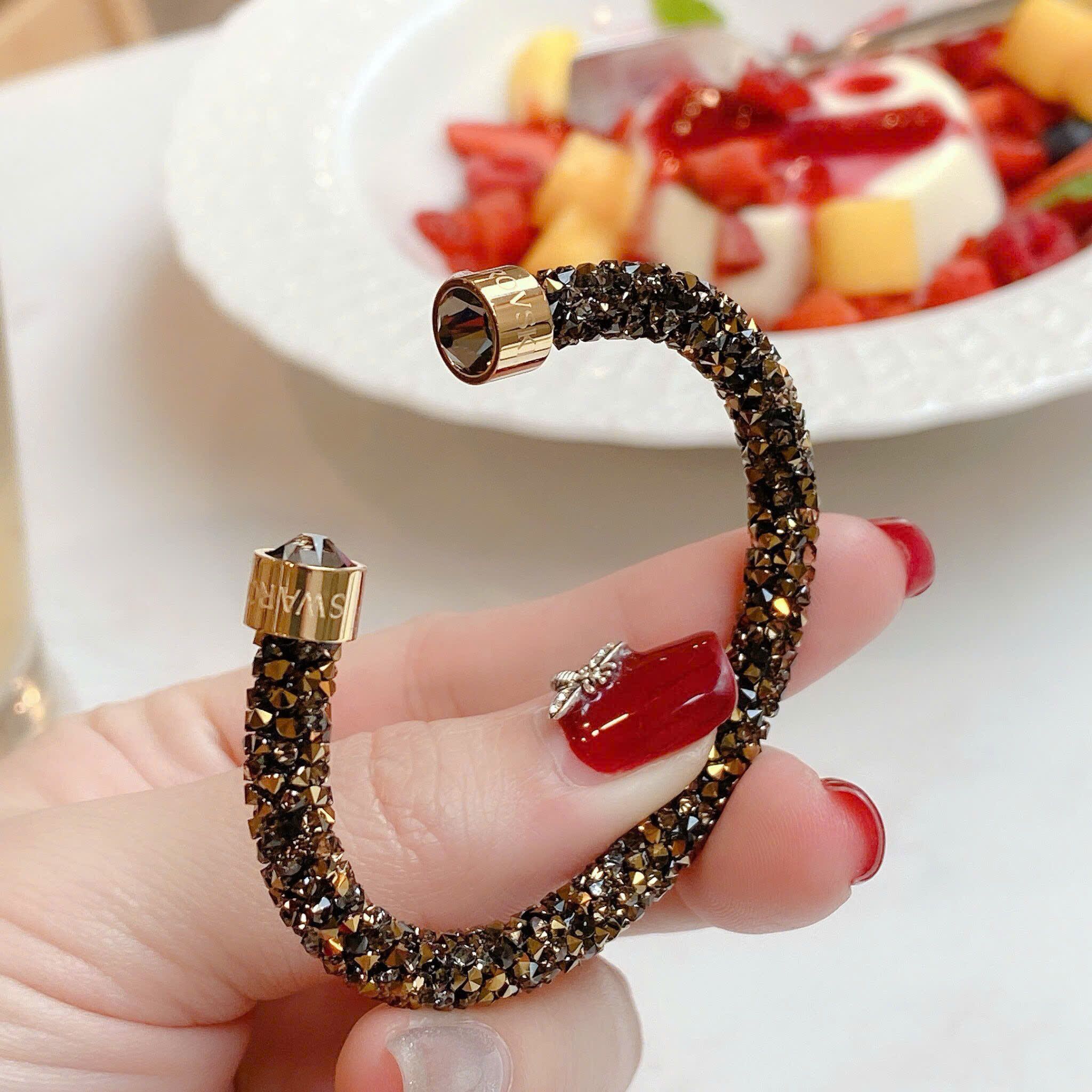  Vòng tay cứng Swarovski Crystaldust vàng size S - Swarovski Crystaldust Gold Cuff size S 