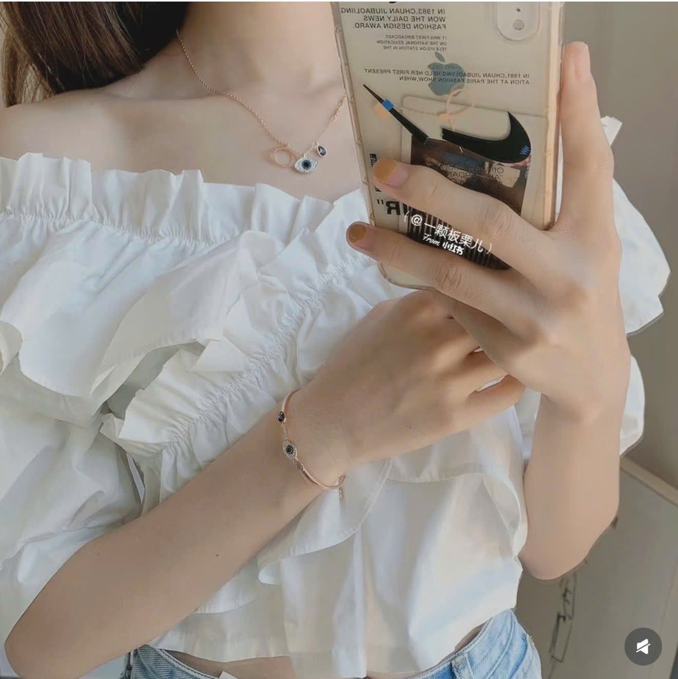  Symbolica bangle Evil eye, Blue, Mixed metal finish 