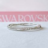  Vòng tay cứng Swarovski Hyperbola trắng - Swarovski Hyperbola bangle, Round cut, White, Rhodium plated 