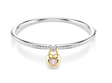  Vòng tay cứng Swarovski Idyllia đính khoá trái tim 2 mặt - Swarovski Idyllia bangle, Mixed cuts, Heart, Pink, Mixed metal finish 