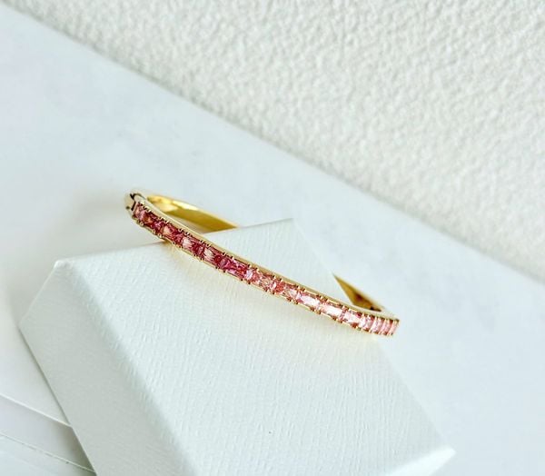  Vòng tay cứng Swarovski Matrix Octagon baguette hồng vàng - Swarovski Matrix bangle, Baguette cut, Octagon shape, Pink, 18K gold finish 
