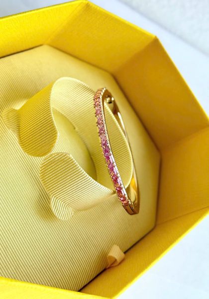  Vòng tay cứng Swarovski Matrix Octagon baguette hồng vàng - Swarovski Matrix bangle, Baguette cut, Octagon shape, Pink, 18K gold finish 