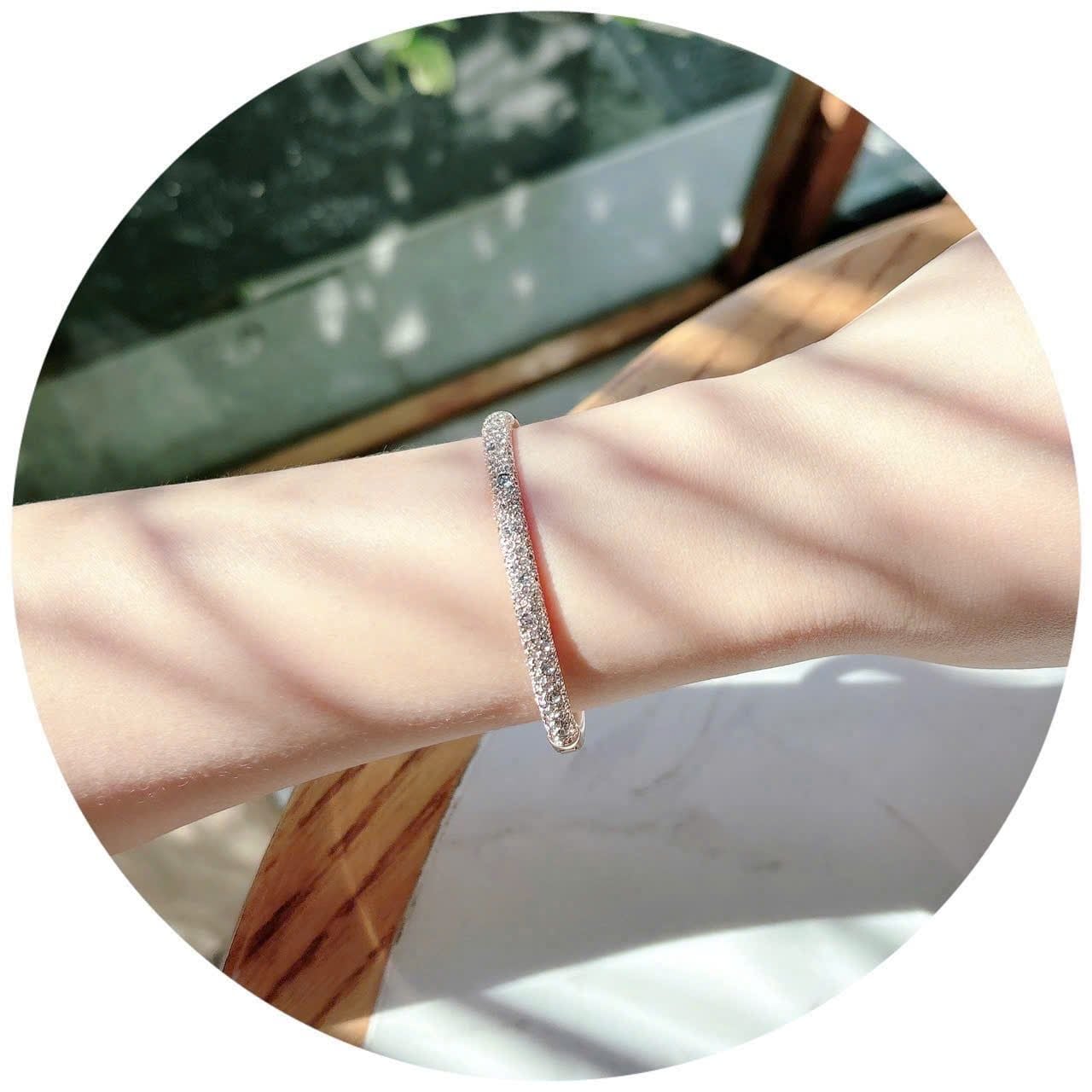  Vòng tay Swarovski Sublima vàng hồng - Swarovski Sublima bangle, Snow pavé, White, 18K rose gold finish 
