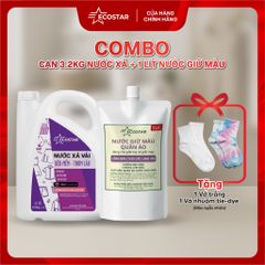 Combo Gia Đình Ecostar Giữ Màu & Mềm Vải 3,2 Lít – 2 Lựa Chọn (Giặt hoặc Xả + Giữ Màu) | Tặng 2 Đôi Vớ Cotton & Tie-dye, Chất giữ màu quần áo , Nước xả vải mềm mượt , Nước Giặt Chống Lem