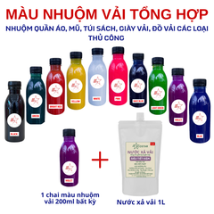 Nước xả vải mềm mượt quần áo 1 lít tặng 1 chai màu nhuộm vải Ecostar 200ml