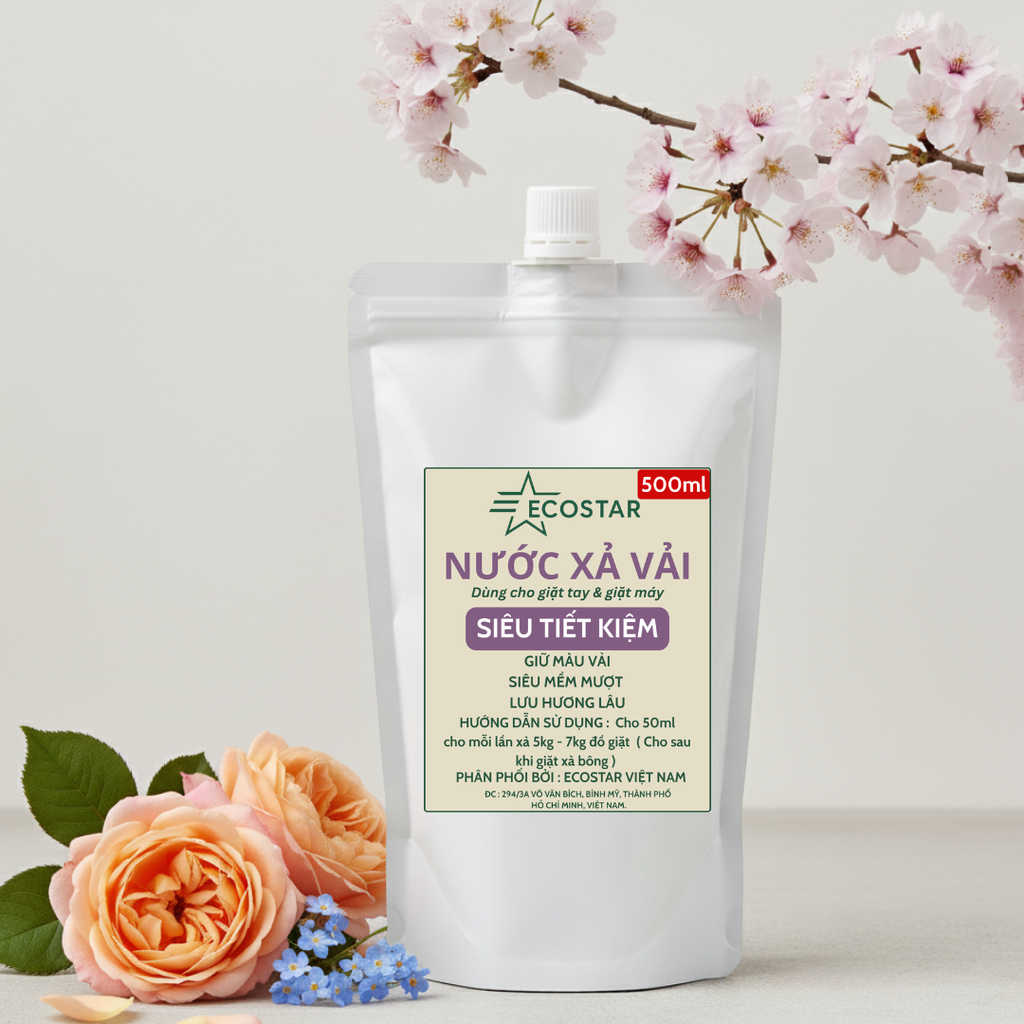 Nước xả vải mềm mượt quần áo 1 lít tặng 1 chai màu nhuộm vải Ecostar 200ml