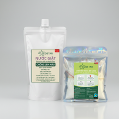 Combo Bột Tẩy Trắng Đa Năng Ố Vàng 200g & Nước Giặt Chống Lem Màu 1L ECOSTAR, Tẩy Mốc Quần Áo Trắng Tinh