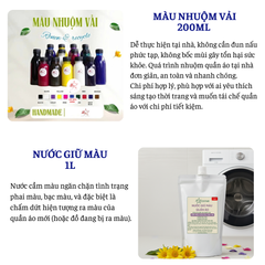 Combo: Màu đen nhuộm vải tổng hợp, 500ML tặng, Chất giữ màu quần áo chống phai 1L, bền màu quần áo