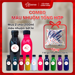COMBO 2 LỌ MÀU NHUỘM VẢI TẶNG VỎ GỐI NHUỘM THỦ CÔNG SÁNG TẠO ( hoa văn bất kỳ )