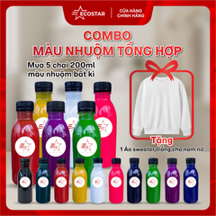 Combo 5 Chai Màu Nhuộm Vải Handmade Ecostar Tặng Áo Sweater Trắng Cao Cấp – Tự Tay Nhuộm áo, Sáng Tạo Phong Cách Riêng!