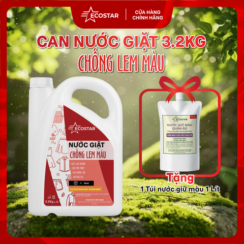 Nước Giặt Ecostar Chống Lem Màu 3,2Kg TẶNG Nước Giữ Màu Quần Áo 1L | Giặt Sạch – Giữ Màu Bền Lâu