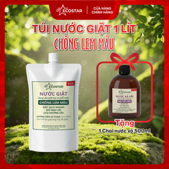 Nước Giặt Ecostar Chống Lem Màu 1 Lít Tặng Nước Xả Vải Ecostar 500ml | Giặt Sạch – Mềm Thơm – Tiết Kiệm