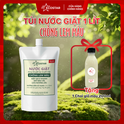 Nước Giặt Ecostar Chống Lem Màu 1L Tặng Nước Giữ Màu Quần Áo 200ml | Giặt Sạch – Giữ Màu Bền Lâu