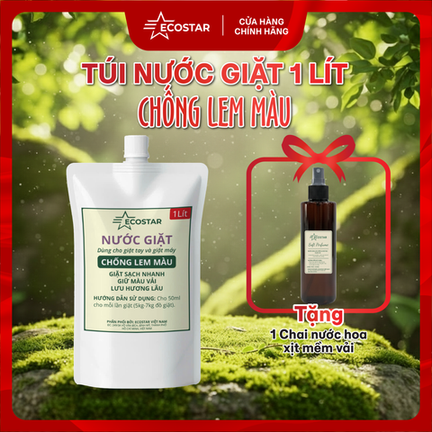 Nước Giặt Ecostar Chống Lem Màu 1 Lít Tặng Xịt Thơm Quần Áo | Giặt Sạch – Thơm Lâu – Tiện Lợi