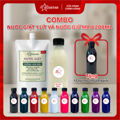 Combo Nước giặt quần áo 1L và Nước giữ màu 200ml tặng 1 chai màu nhuộm vải Ecostar 200ml, Nước giặt 1L chống lem màu thơm lâu