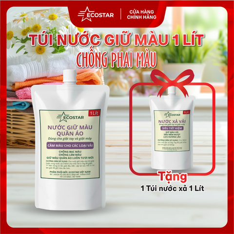 Nước Giữ Màu Chống Phai Ecostar 1L Tặng Nước Xả Vải 1L | Giữ Màu Bền – Mềm Vải – Thơm Lâu