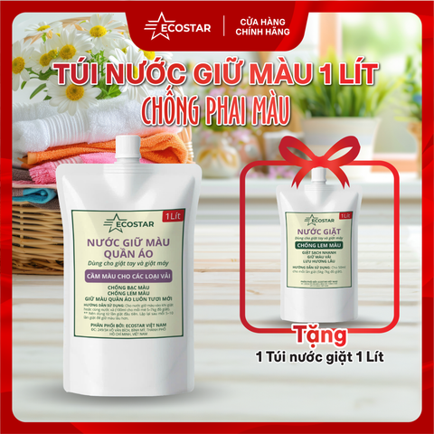 Nước Giữ Màu Chống Phai Ecostar 1L Tặng Nước Giặt 1L | Giữ Màu Bền – Chống Phai – Giặt Sạch