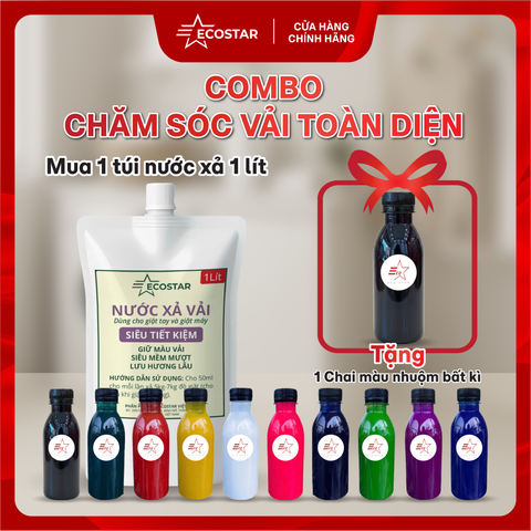 Nước giữ màu quần áo 1L tặng 1 chai màu nhuộm vải Ecostar 200ml, Chất giữ màu quần áo không phai
