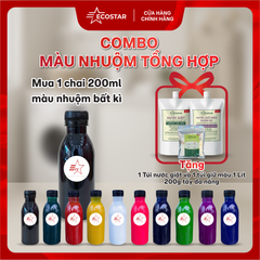 Combo: Màu Nhuộm Vải Ecostar, Tặng, Tẩy Trắng Đa Năng 200g, Nước Giặt Chống Lem 1L, Nước giữ màu quần áo chống phai 1L