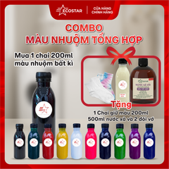 Combo màu nhuộm vải tổng hợp 200ml tặng 1L Nước xả vải mềm mượt , 200ml nước giữ màu quần áo, 2 đôi vớ