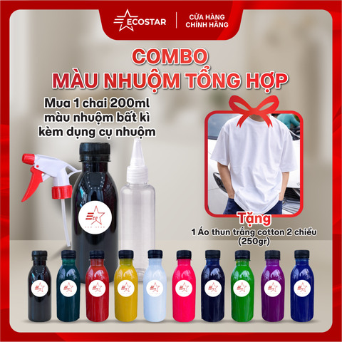 COMBO MÀU NHUỘM VẢI SÁNG TẠO ( kèm dụng cụ nhuộm áo tại nhà )