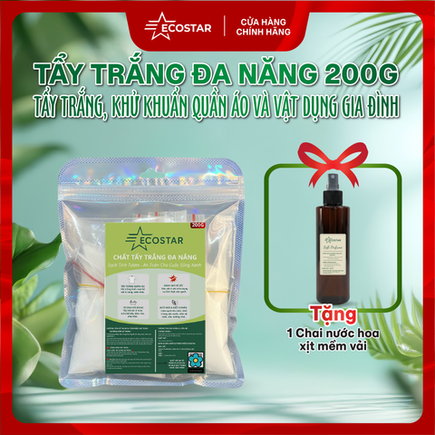Tẩy Trắng Đa Năng Ecostar 1 Gói | Tặng 1 Chai Xịt Tinh Dầu Làm Mềm Vải – Làm Sạch & Mềm Vải Toàn Diện