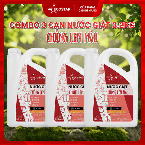 3 Can Nước Giặt Chống Lem Màu Quần Áo Ecostar 3.2Kg | Chống Lem Màu, Giặt Sạch Lâu Dài