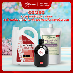 Combo Giặt Nhuộm Đen & Giữ Màu Ecostar | Nước Giặt 3.2L + Giữ Màu 1L + Màu Black 500ml