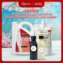Combo Giặt Xả Nhuộm Giữ Màu Ecostar | Can Giặt 3.2L + Xả 1L + 1 Màu Nhuộm Vải Bất Kỳ + Giữ Màu Chống Phai 200ml