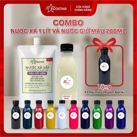 Nước xả vải mềm mượt quần áo 1 lít tặng 1 chai màu nhuộm vải Ecostar 200ml